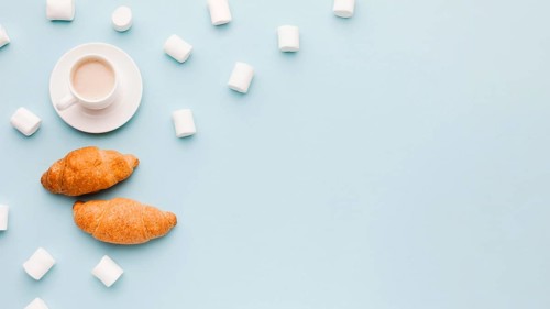 Marshmallow with croissants coffee