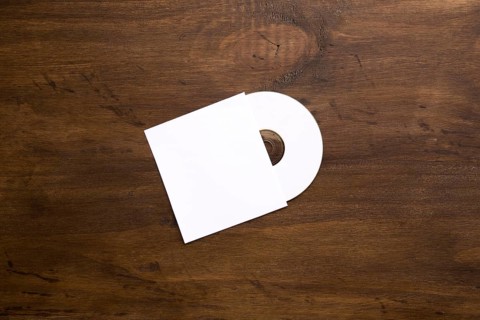 Blank cd mockup wooden texture