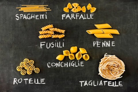 Italian pasta set blackboard
