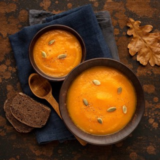 Autumn food pumpkin mushroom soup