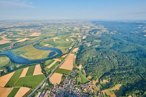 Aerial view over danubia river