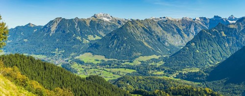 Mountain panorama from Soellereck to Stillachtal and Oberstdorf