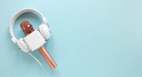 Top view microphone with headphones