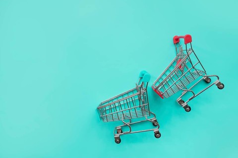Pair shopping cart miniatures