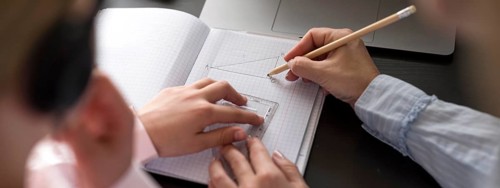 Woman girl taking notes