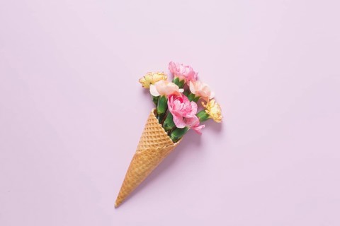 Carnations waffle cone