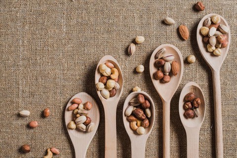 Various spoons with nuts