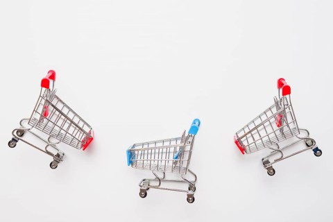 Little toy supermarket carts