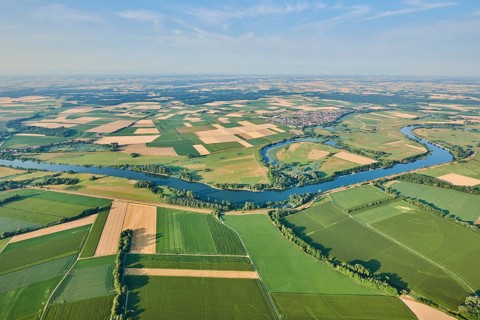 Aerial view over danubia river