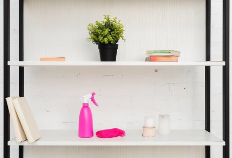 Front view shelves with plants