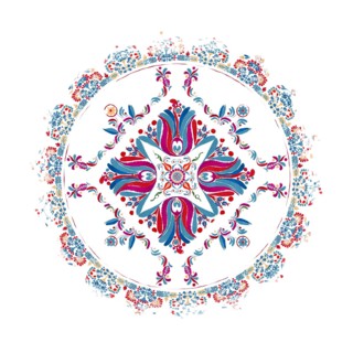 Watercolor Hungarian embroidery symbol over white background