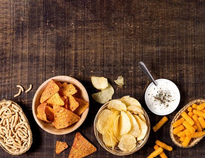 Top view assortment chips with copy space