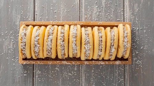 Top view delicious alfajores cookies