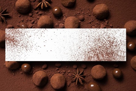 Truffles cocoa powder with rectangle mock up
