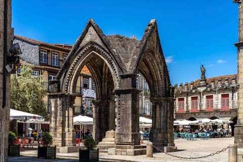 Gothic monument Padrao do Salado in Largo da Oliveira square in Guimaraes