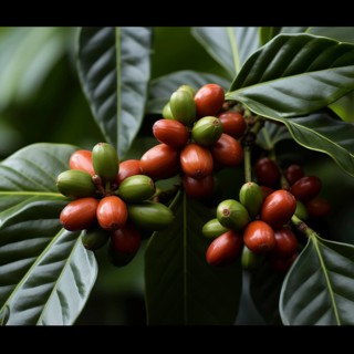Coffee beans fresh and roasted Coffee beans on a plantation