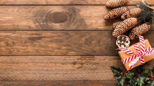 Christmas gift box with big cones