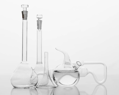 Front view chemicals composition lab with copy space