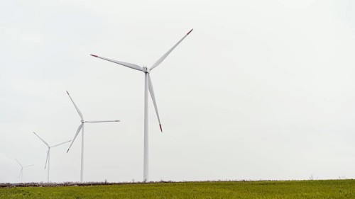 Front view wind turbines with copy space
