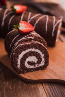 Slices tasty chocolate dessert
