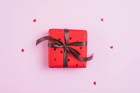 Tiny hearts around valentine s day present