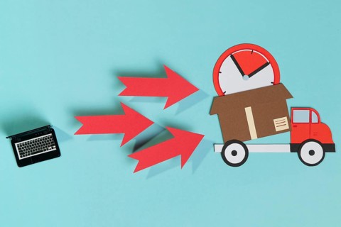 Laptop delivery truck with box