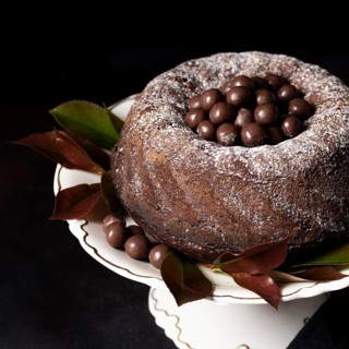 High angle delicious chocolate cake concept