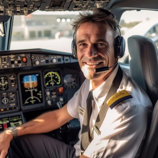 Proud pilots sit in the cockpit of their plane