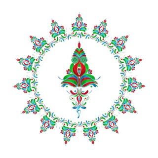 Watercolor Hungarian embroidery symbol over white background