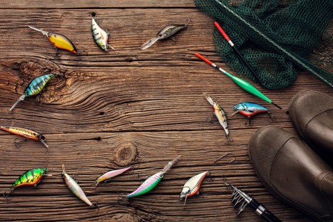 Top view fishing essentials