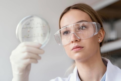 Close up scientist with goggles