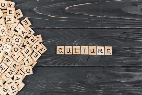 Culture word wooden background