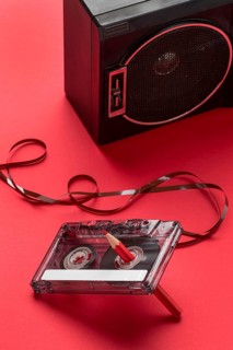 High view cassette tape with pencil