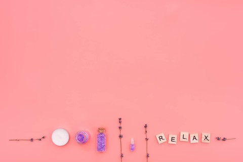 Relax wooden letters with lavender bath salts