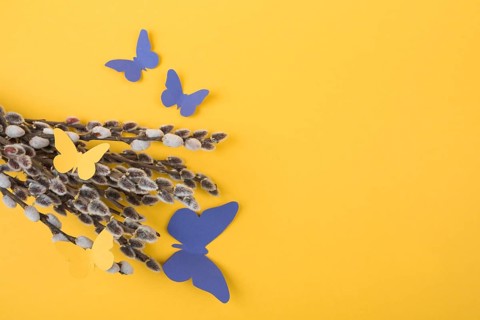 Willow branches with paper butterflies table