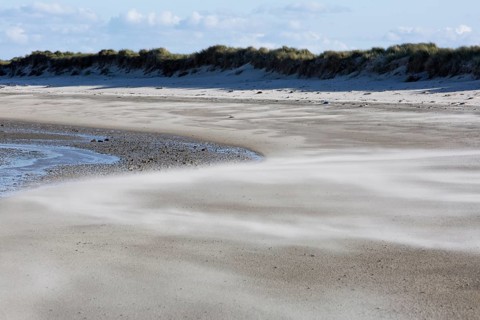 Sand drifts on the beach on the island of Minsener Oog