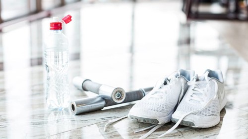 Sneakers dumbbells gym
