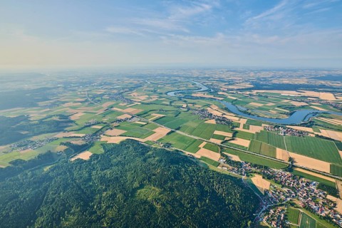 Aerial view over danubia river