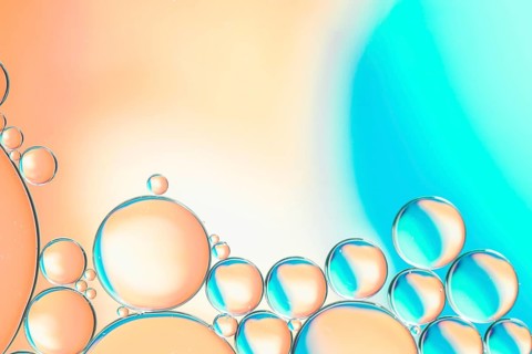 Blue beige oily drops water