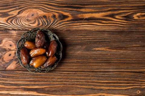 Dates metal plate with copyspace