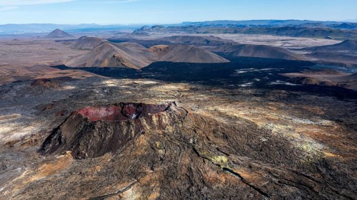 Fagradalsfjall volcano and cooled lava