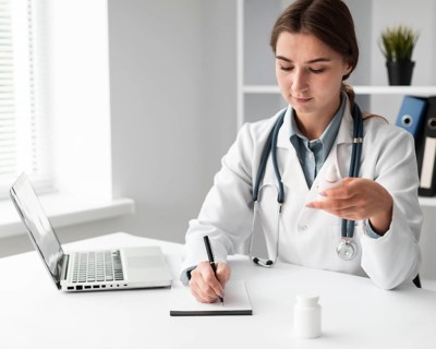 Doctor writing medical prescription