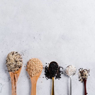 Spoons with various sorts rice