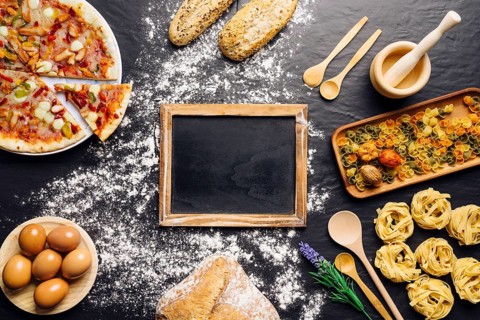 Italian food decoration with slate