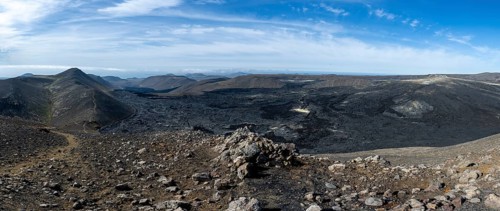 Fagradalsfjall volcano and cooled lava