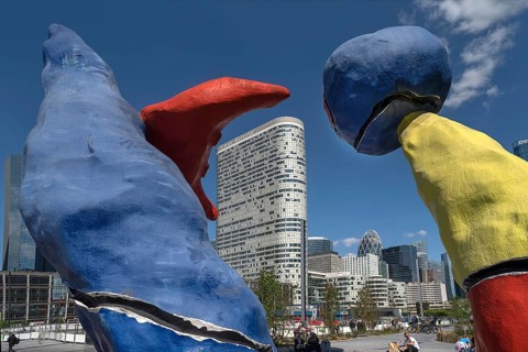 Art object by Joan Miro in the high-rise district La Defence
