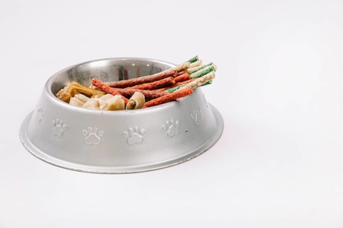 Close up bowl with pet dainties