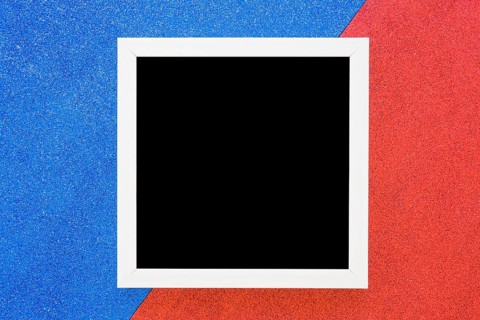 White border frame dual blue red background