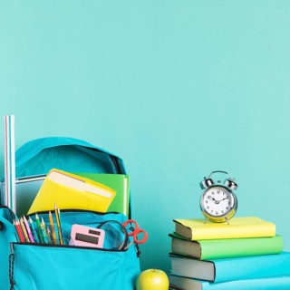 Packed school bag alarm clock early wake up