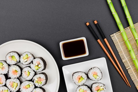 Top view california rolls